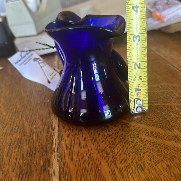 Vintage Art Glass Signed J.W. Shelton Cobalt Blue Hand Crafted Glass Pitcher - Picture 5 of 6